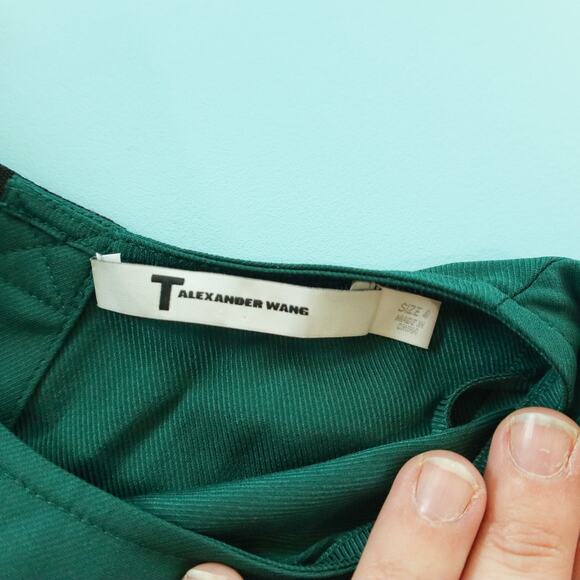 T Alexander Wang Emerald Green Empire Waist Sleeveless Mini Dress Size 4 Silk - Picture 4 of 9